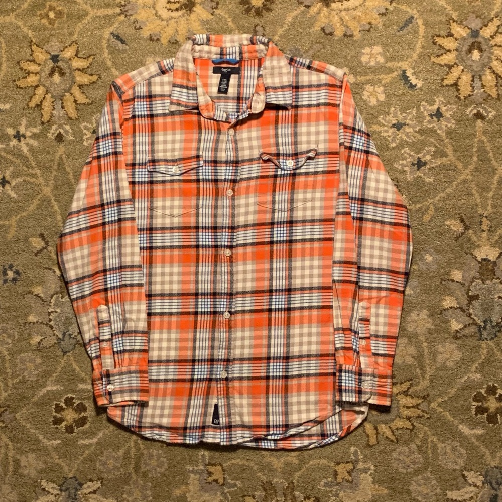 Boys double flap pocket flannel button up shirt